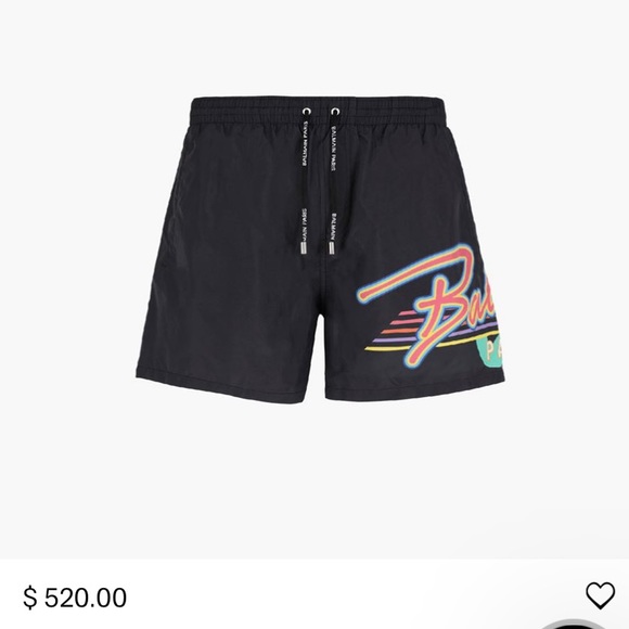 BALMAIN**Black Logo Men Swim Trunks**Med. $580 - Picture 7 of 10